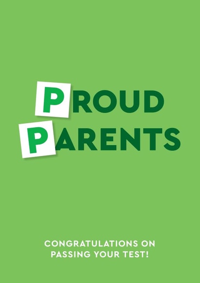 Proud Parents – passed driving test card created by Graham Birch