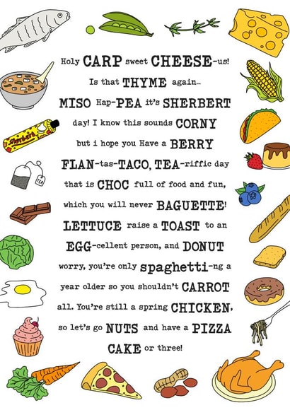 Foodie Birthday card created by Evie Garnett Designs