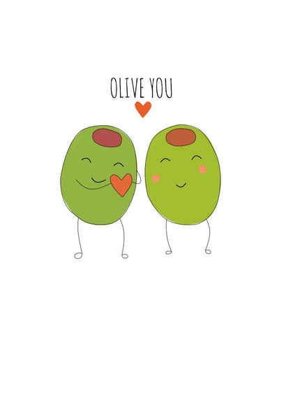 Cute Olive Pun Anniversary Card / Valentines Day Card - Olive You created by Abigail Elodie