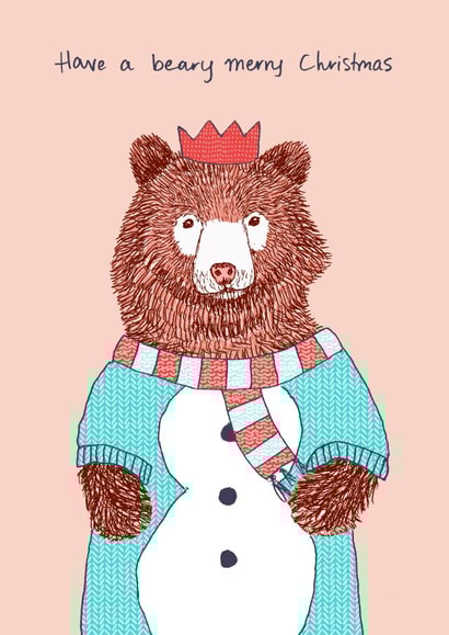 Bear Christmas card. created by Pearl Illustrations