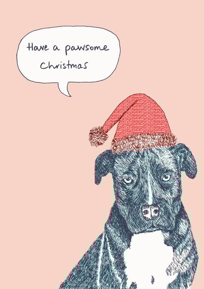 Dog Christmas card. 1001 created by Pearl Illustrations