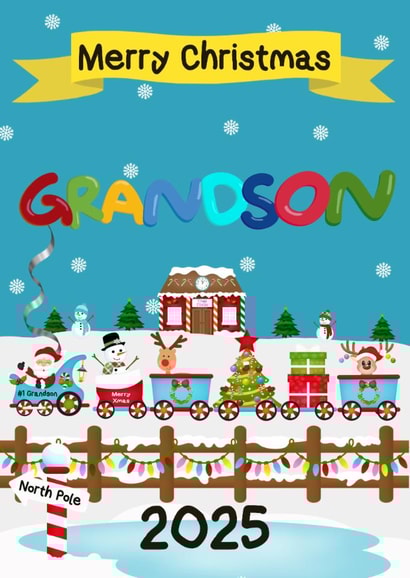 Festive and cute Grandson Christmas ExpressTrain Scene 2025 created by Kerrylovescards