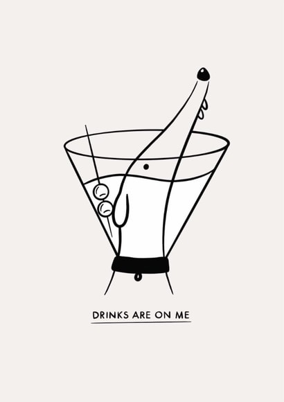 Greyhound Drinks Are On Me Birthday Card created by Liam Ross