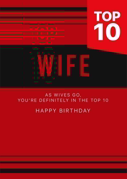 Top 10 Wife Birthday Card created by Rosewood Design
