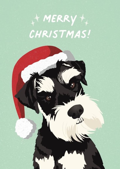 Santa Schnauzer Christmas Card created by Amy V Packham Art