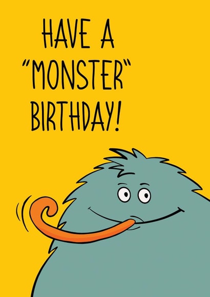Kids Monster Birthday card for boys or girls created by Bold Print Studio