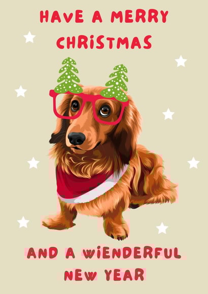 Dachshund Christmas Card - Adorable Sausage Dog Christmas and New Year Card created by Cujo Creations