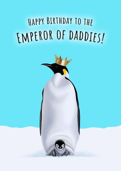 Happy Birthday Daddy Penguin card created by Elizabeth Love Artist