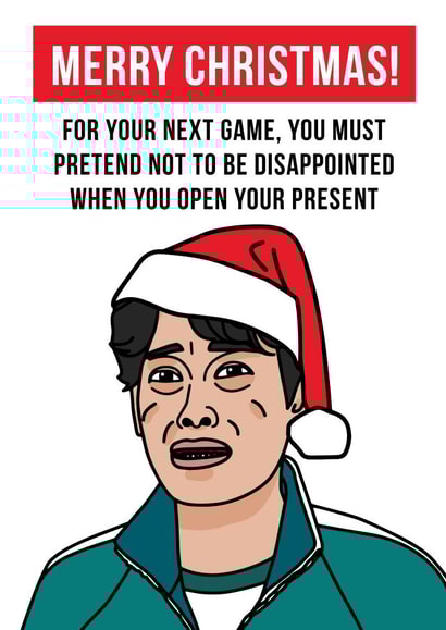 Squid Game Present Challenge Christmas Card created by Peabody Studio