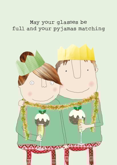 May Your Glasses Be Full And Your Pyjamas Matching - Couple - Cute - Parents - Matchign Pyjamas - Christmas Card created by Rosie Made A Thing