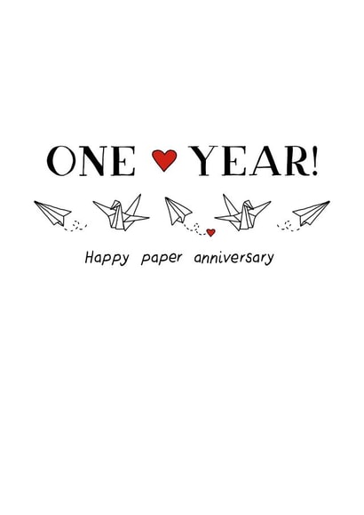 Cute One Year Anniversary Card - Paper Anniversary - One Year! created by Letters & Lines