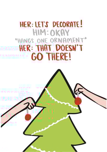 Funny - Decorations - Let's Decorate - Christmas Tree - Bossy - Partner - Ornament - Christmas Card created by Knotty Cards