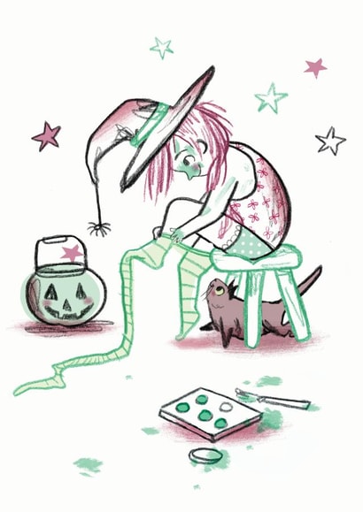 Little Trick or Treat Dress Up Witch at Halloween created by Rebecca Bagley