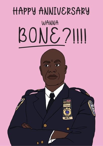 Captain Holt Brooklyn 99 Anniversary Bone Card created by Laura Frances Cards