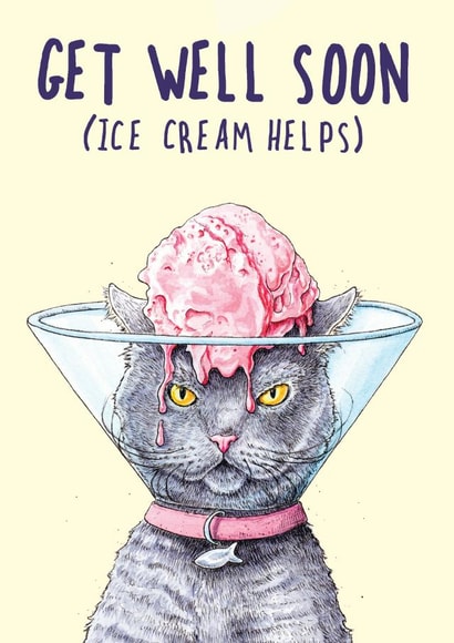 Cat Ice Cream Cone Get Well Soon Card created by Bewilderbeest