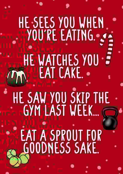 Funny - Diet - Workout - Christmas Song - Modern - Weights - Brussel Sprouts - Cake - Binge - Christmas Diet - Christmas Card created by The Girl Next Draw Cards