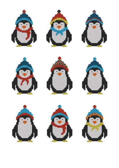 Cross Stitch Penguins created by Tickle and Thread