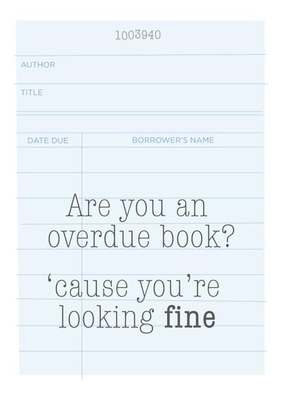 Funny Valentine Overdue Book Pun created by Kit Cronk Studio