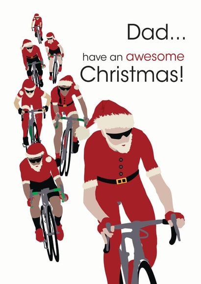 Cycling Santa Christmas card created by Jackie Ponwaye Design