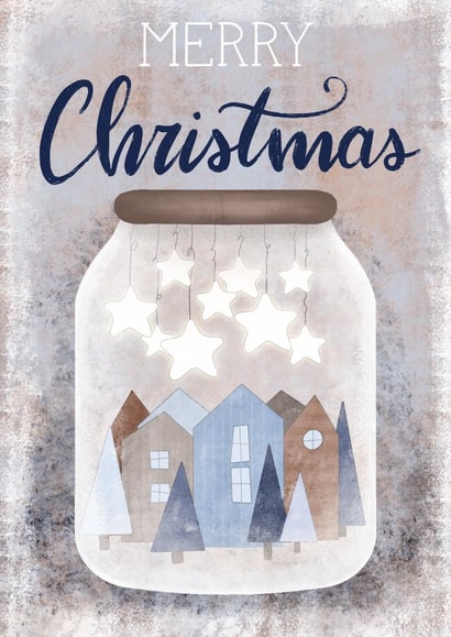 Village in a jar Christmas card created by Silvia Volpe