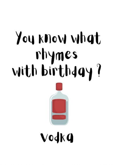 Funny vodka birthday card  created by ERC Design