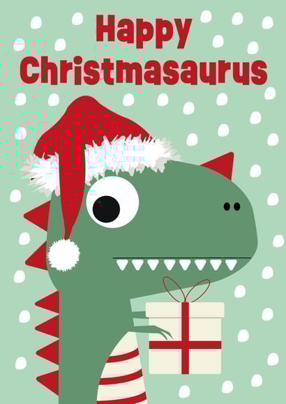 Happy Christmasaurus - Dinosaur - Pun - Cute Christmas Card - Christmasaurus created by Stripey Cats