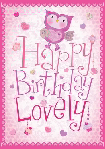 Super cute owl and cup cakes birthday card. created by Rainbow Bee Creations