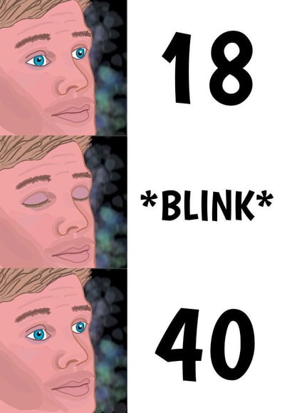 40th Birthday Funny Blink Meme Card created by @Cupsie's Creations