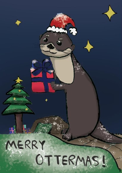 Christmas Otter Card - Merry Ottermas! created by Serena Hirameki