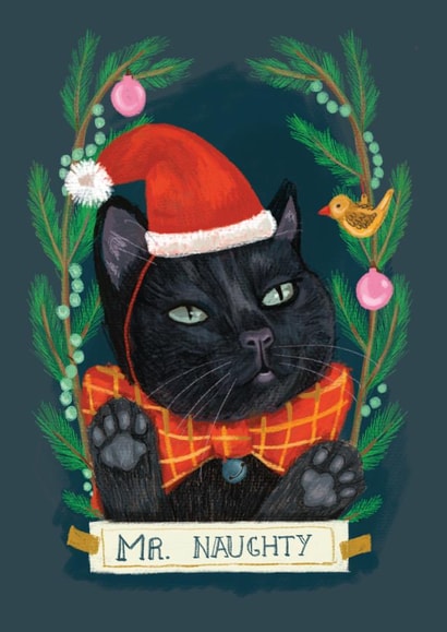 Mr. Naughty Christmas card. This cat is for sure in the "Naughty list" created by Jolly Dragons