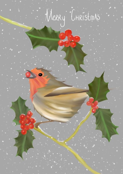 Robin Christmas Card 1001 created by Peach Paints