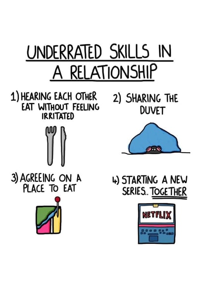 Funny Relationship Skills Anniversary Card / Valentines Day Card - Netflix - Sharing The Duvet - Underated Skills In A Relationship created by I AM NOT AN ARTIST