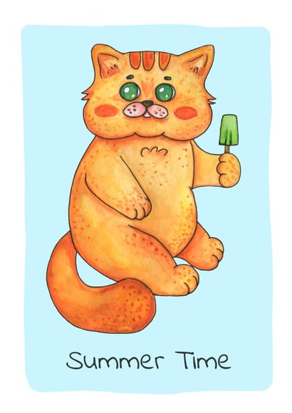 Summer card with a cat created by OlgaEfimova.Designer