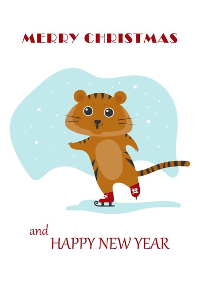 Cute Christmas and Happy New Year card with a tiger created by Alena Kazhkenova