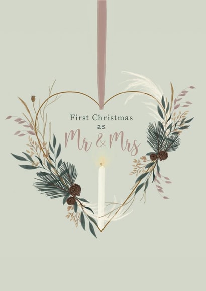 First Christmas as Mr & Mrs, Christmas Wreath design created by Hannah Owen Illustrates