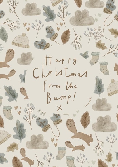 Happy Christmas from the Bump, Pregnancy Christmas card created by Hannah Owen Illustrates