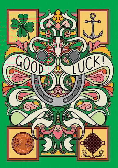 Good Luck Horseshoe Symbol Card created by Rebecca Strickson Ltd
