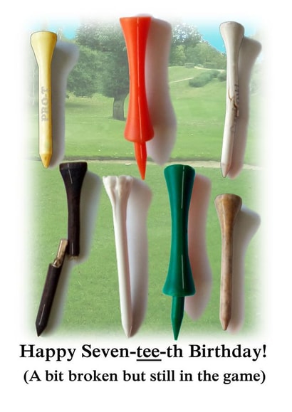 Golfing tee cheeky funny pun 70th birthday card created by Nick Le Sueur Designs