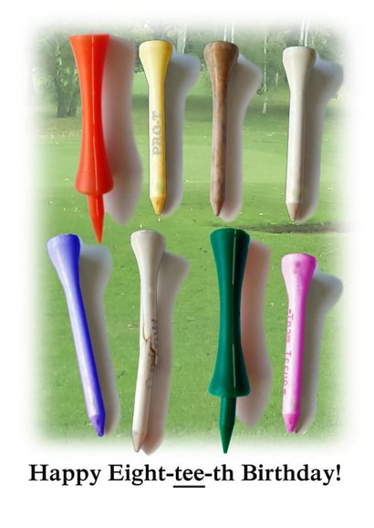 Golfing tee cheeky funny pun 80th birthday card created by Nick Le Sueur Designs