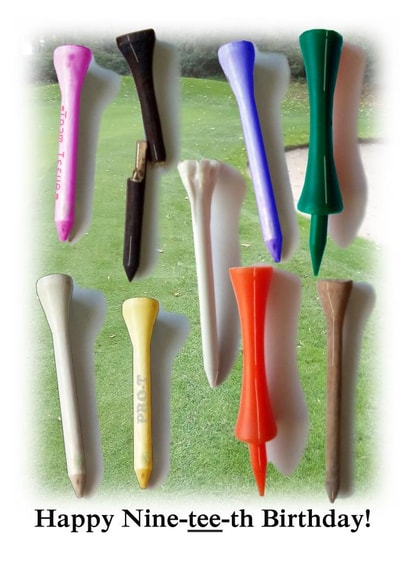 Golfing tee cheeky funny pun 90th birthday card created by Nick Le Sueur Designs