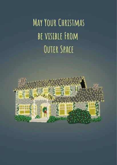 Visible from Outer Space, twinkly fairy lights Christmas Card created by Urban Collie