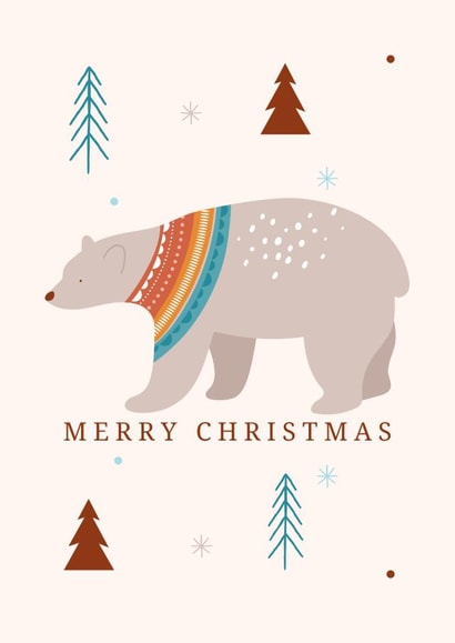 Merry Christmas - festive polar bear created by Custom Card Co Shop