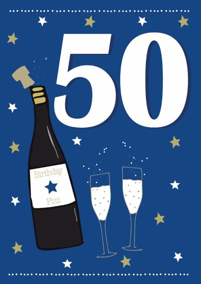 50th champage / prosecco birthday card created by Missycards