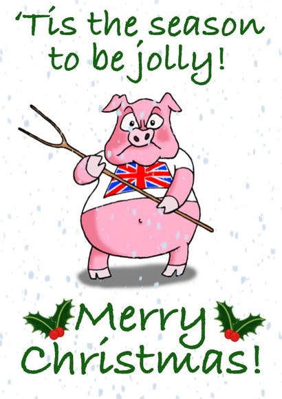 Miserable pig Christmas card created by Winnie the Pig 