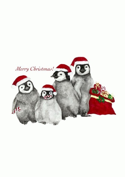 Penguin Family Christmas created by Francesca Emily Art