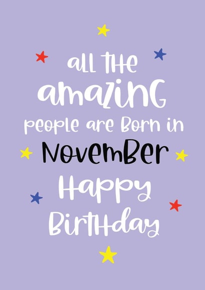 Happy November Birthday card created by Word Up Creative