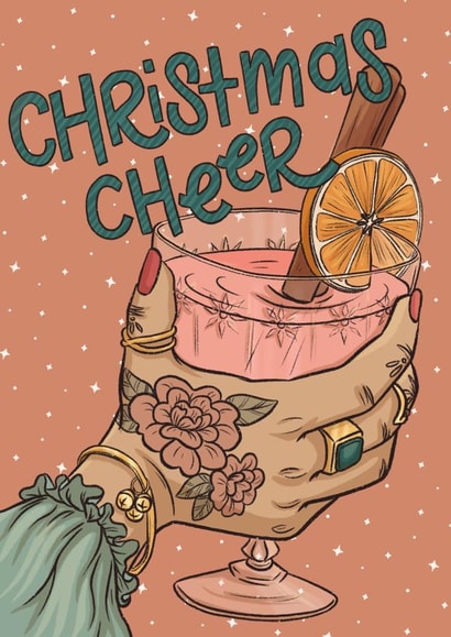 Christmas cheer cocktail card created by Tee Ansell Draws