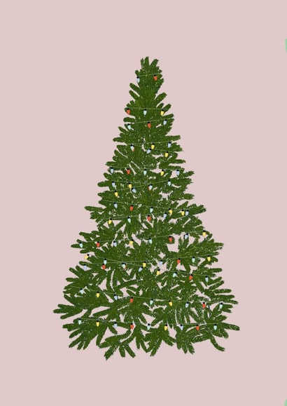 Classic Christmas Tree Holiday Card on pale pink Background created by My Pretty Circus