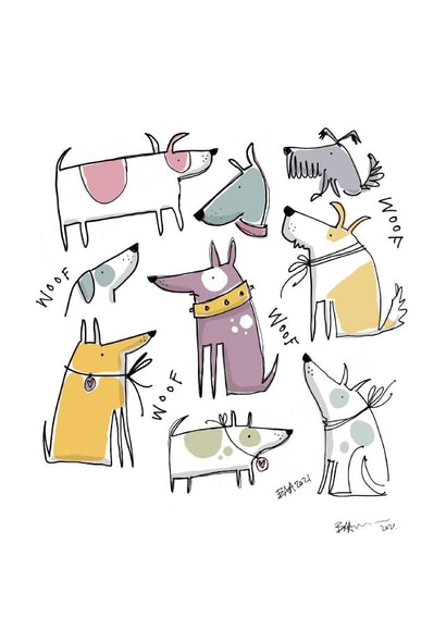 Dogs dogs dogs! Woof! created by Elizabeth Anderson Art