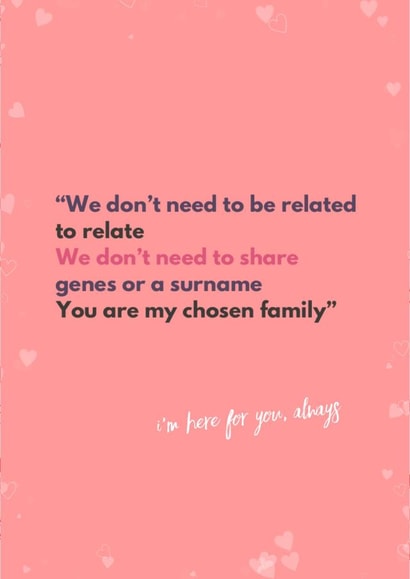 Chosen family support card created by CreatedbyMe Sean